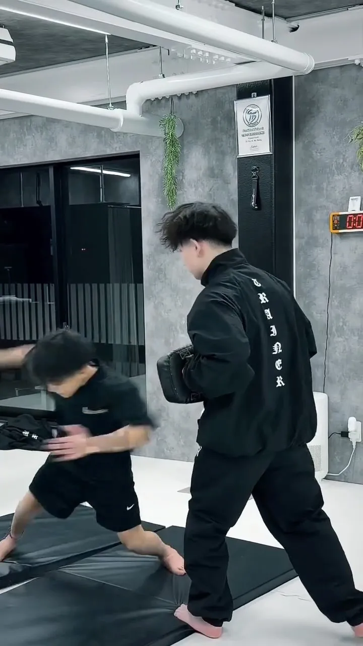 ❶捨てパン ❷後ろ足スライド ❸胴回し回転蹴り#